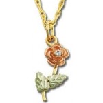 Genuine Diamond Accent Rose Pendant - Gold by Landstroms